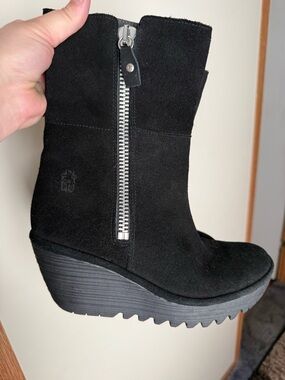 Fly London black suede boots
